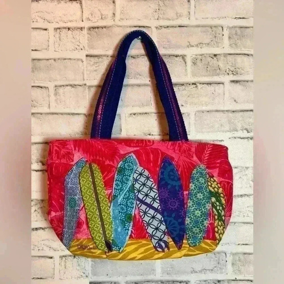 Paul Brent colorful fun summer beach themed sparkly surfboard pattern tote bag - Picture 1 of 12